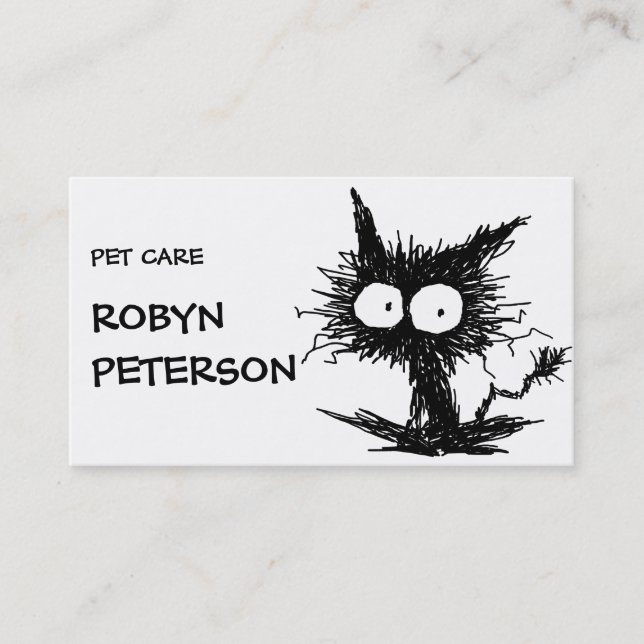 Black Unkempt Kitten GabiGabi Business Card (Front)