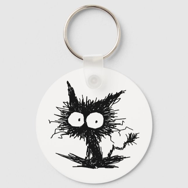 Black Unkempt Kitten GabiGabi Key Ring (Front)