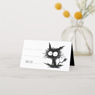 Black Unkempt Kitten GabiGabi Place Card