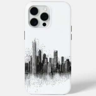 Black urban skyline iPhone 15 pro max case