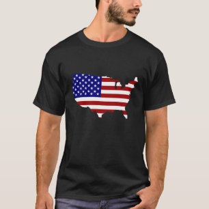 Black USA Flag Map Silhouette Shirt