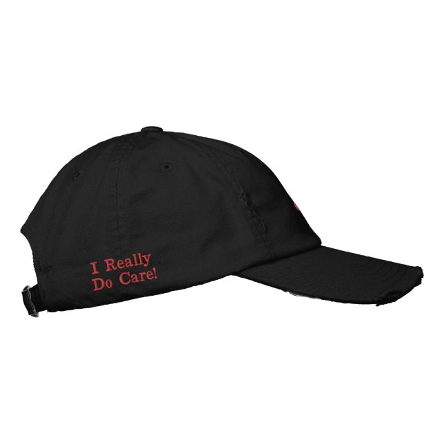 Black - USA 'I really do Care' Embroidered Hat (Right)