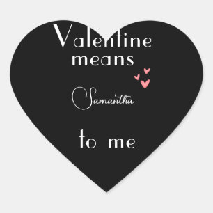 Black Valentine's Day Customised Name Stickers