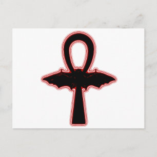 Black Vampire Bat Red Egyptian Goth Ankh Postcard