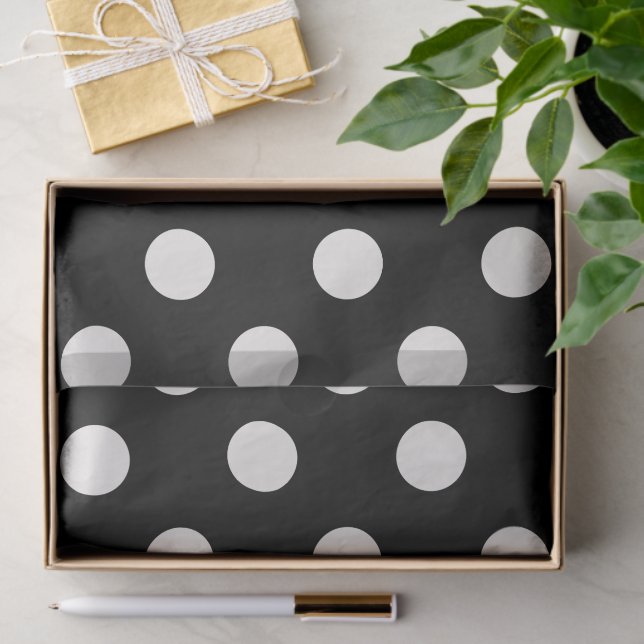 Black & Vanilla Big Polka Dots Trendy Chic Pattern Tissue Paper (Gift)