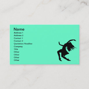 Black Vector Dancing Woman Female Girl Party Business Card