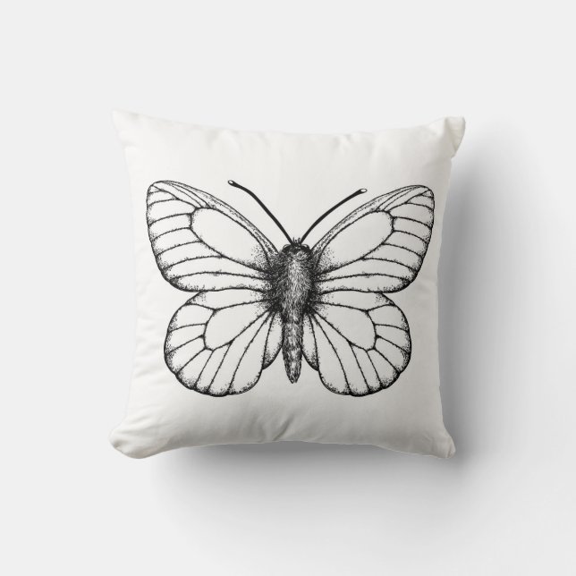 Black-veined white butterfly cushion (Front)