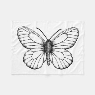 Black-veined white butterfly fleece blanket