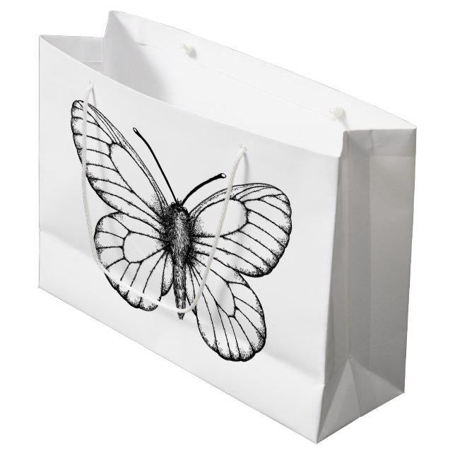 Black-veined white butterfly large gift bag (Front Angled)