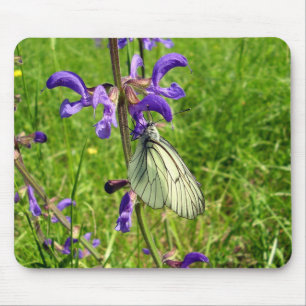 Black Veined White Butterfly Mouse Mat