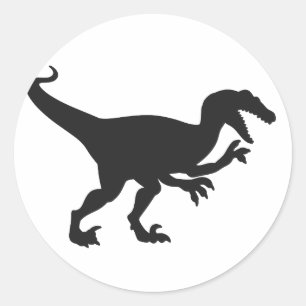 Black velociraptor dinosaur - Choose back colour Classic Round Sticker