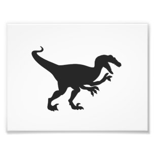 Black velociraptor dinosaur - Choose back colour Photo Print