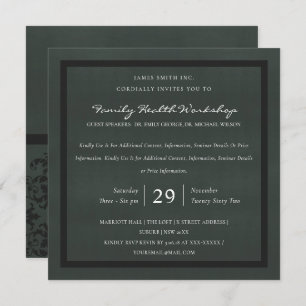 BLACK VELVET BLACK DAMASK CLASSIC WORKSHOP EVENT INVITATION