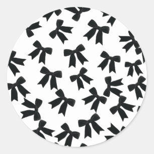 Black Velvet Bow Elegant Posh Birthday Party Classic Round Sticker