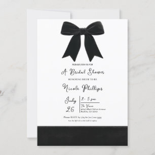 Black Velvet Bow Elegant Posh Photo Bridal Shower Invitation