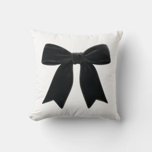 Black Velvet Bow Elegant Posh Trendy Cushion
