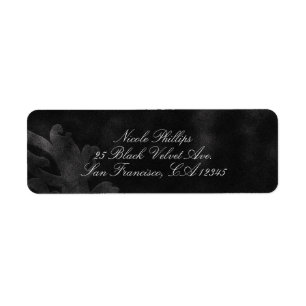 Black Velvet Elegant Vintage Glam Glamor Wedding Return Address Label