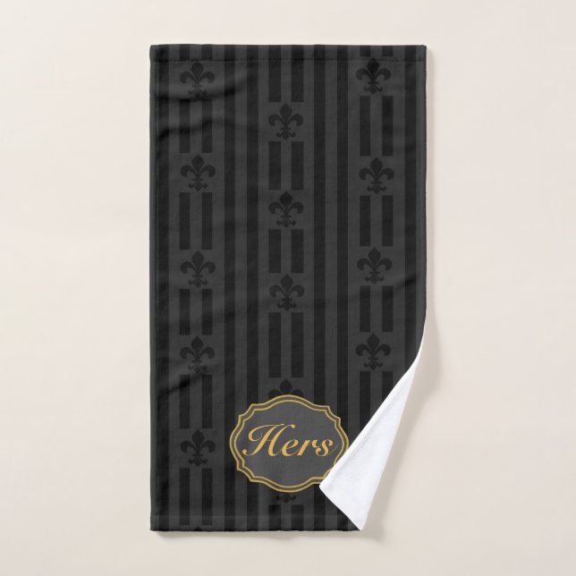 Black Velvet Fleur de Lis Hand Towel (Hand Towel)