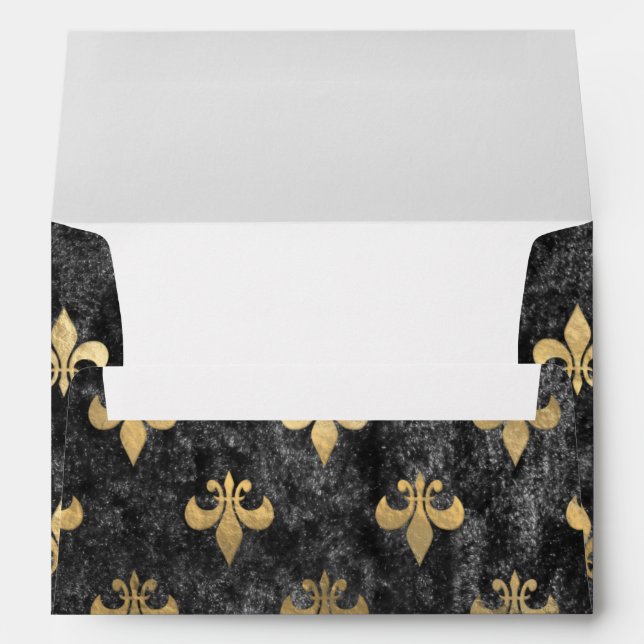 Black Velvet Fleur De Lis Mardi Gras Orleans Envelope (Back (Bottom))