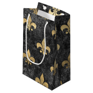 Black Velvet Fleur De Lis Mardi Gras Orleans Small Gift Bag