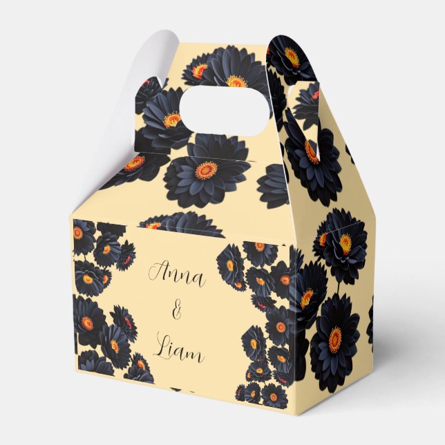 Black velvet flowers Favour Box (Front Side)