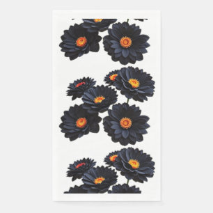 Black velvet flowers napkin