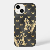 Black Velvet Golden Butterflies iPhone 14 Cases