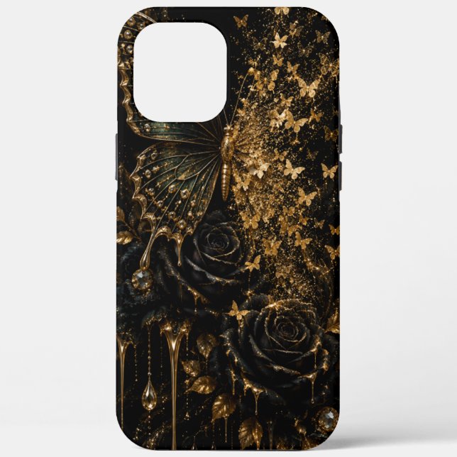 Black velvet noir Butterfly bloom iphone case (Back)