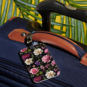 Black Velvet Rose Luggage Tag