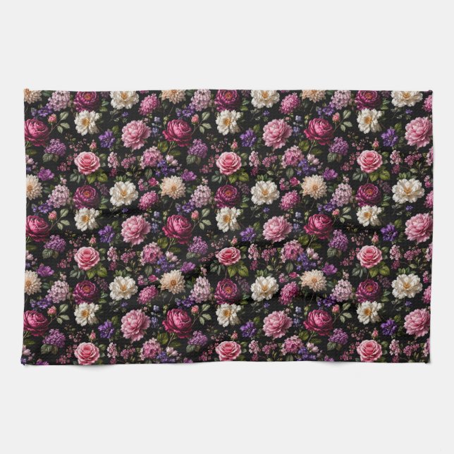 Black Velvet Rose Tea Towel (Horizontal)