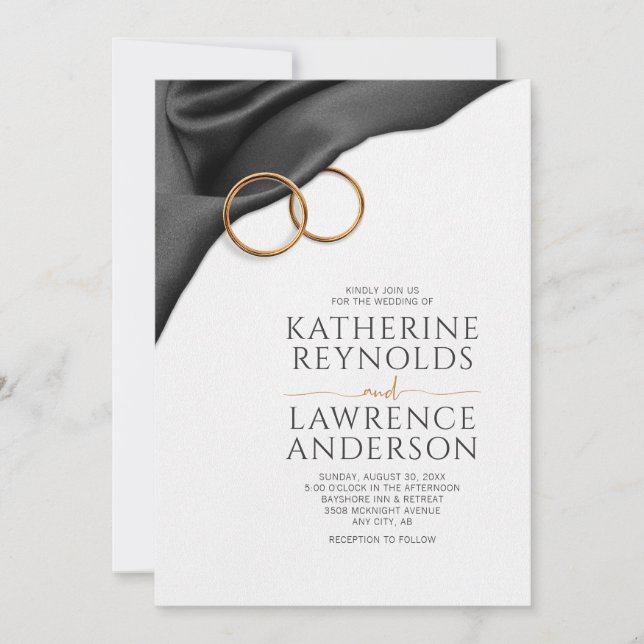 Black Velvet Wedding Invitation (Front)