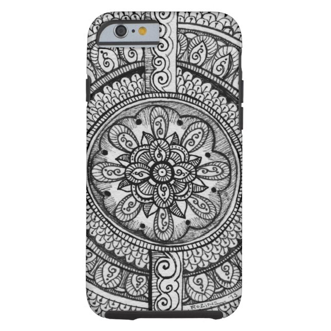 Black Velvet White Damask Dreamcatcher Mandala Art Case-Mate iPhone Case (Back)