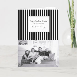 Black Vertical Festive Stripes Holiday Photo Card