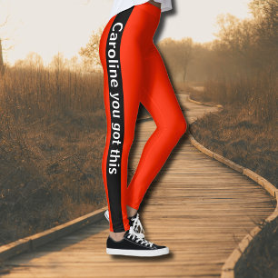 Black Vertical Stripe   Add Text   Scarlet Leggings
