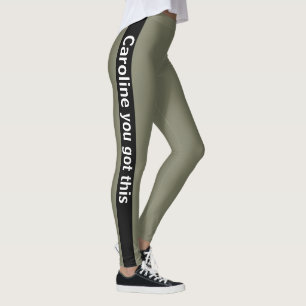 Black Vertical Stripe Add Text Warm Grey Leggings