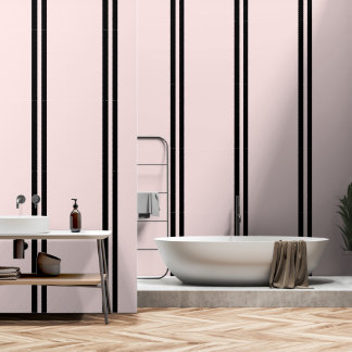 Black Vertical Stripes On Pastel Pink Wallpaper