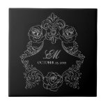 Black Victorian Monogram Logo Ceramic Tile<br><div class="desc">This design is part of a rococo wedding invitation suite designed with botanical baroque ornament illustrations. In this collection you'll find romantic crest monograms,  botanical wreaths and victorian inspired calligraphic fonts. 
I hope this antique classic design serves you to celebrate an elegant and sophisticated wedding.</div>