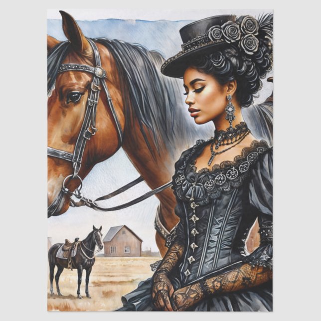 Black Victorian Woman With Horse Tissue Paper (Front)
