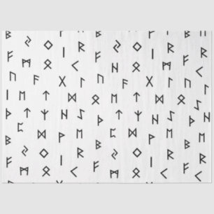 Black Viking Runes on White Background Tissue Paper