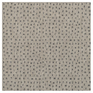 Black Viking Runes Pattern White Gray Background Fabric