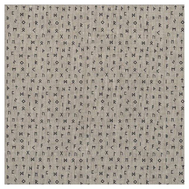 Black Viking Runes Pattern White Gray Background Fabric (Swatch)