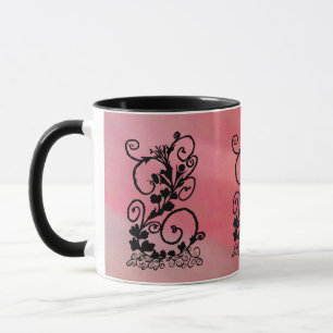 Black Vine on Pink Background Mug