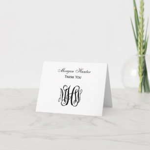 Black Vine Script Monogram DIY BG Thank You Card