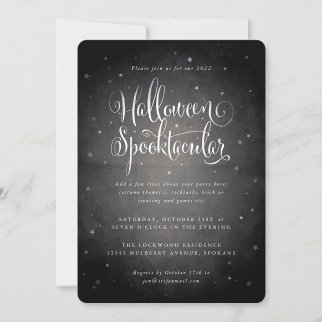 Black Vintage Aged Halloween Spooktacular Stars Invitation (Front)