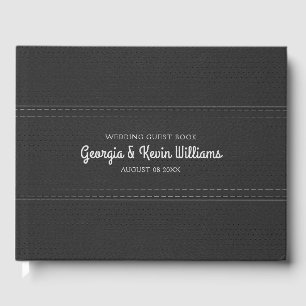 Black vintage faux leather texture Guest Book