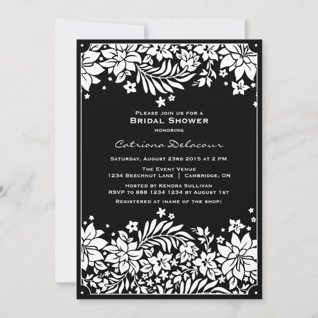Black Vintage Floral Bridal Shower Invitation (Front)