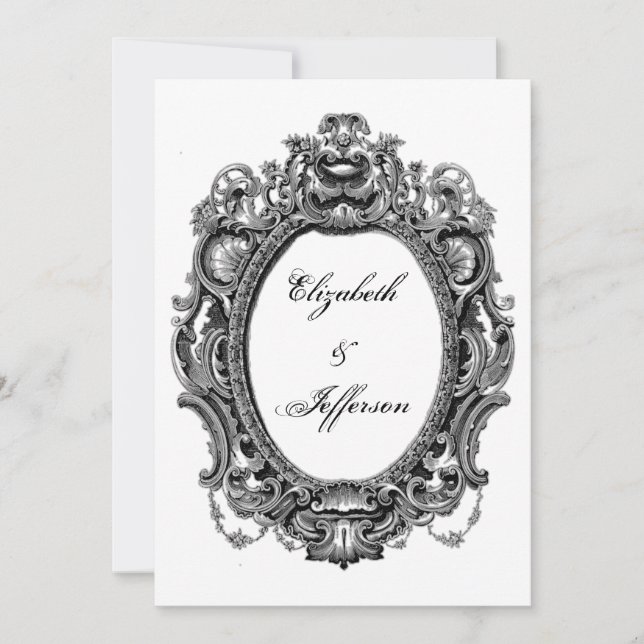 Black Vintage Frame Wedding Invitations (Front)