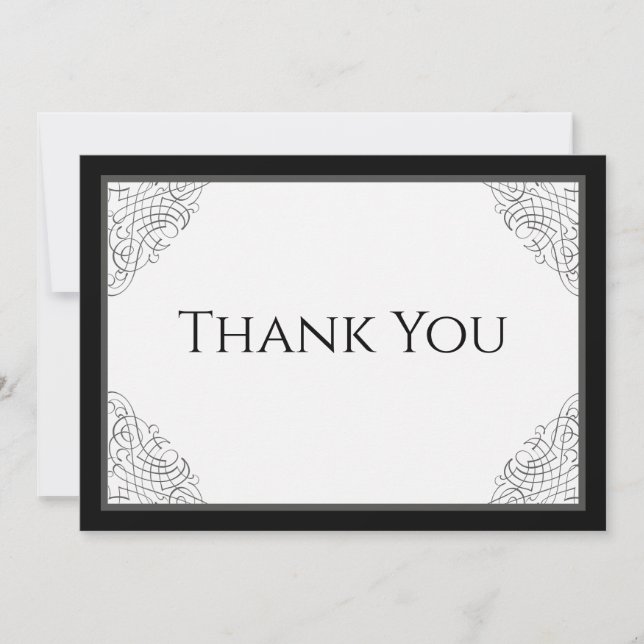 Black Vintage Framed Thank You Card (Front)