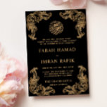 Black Vintage Gold Corner Islamic Muslim Wedding Invitation<br><div class="desc">Black Vintage Gold Corner Islamic Muslim Wedding</div>