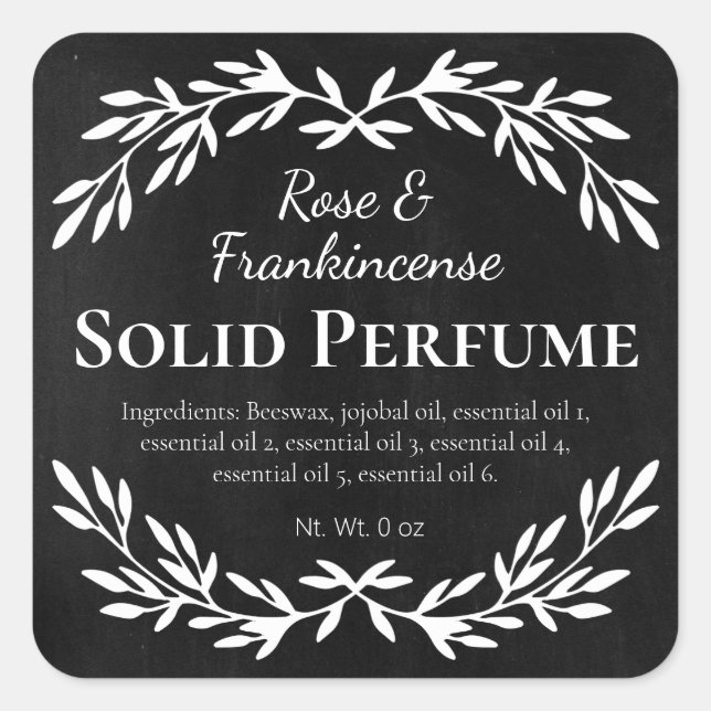 Black Vintage Homemade Solid Perfume Labels (Front)